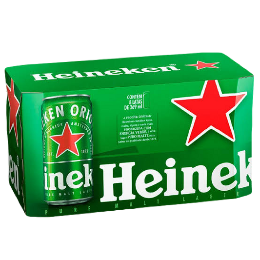 CAIXA HEINEKEN COM 8 UNIDADES LATA 269ML