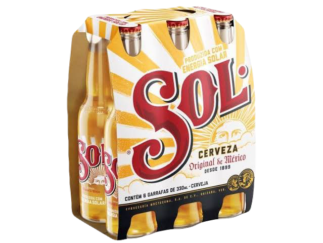 CAIXA COM 6 UNIDADES CERVEJA LONG NECK 330ML SOL PREMIUM