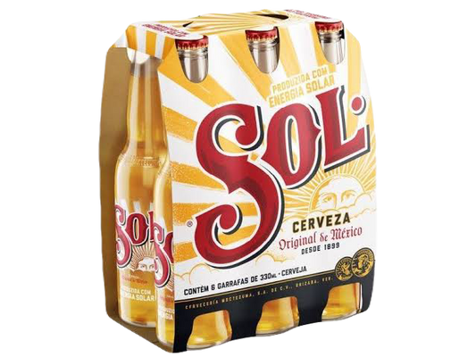 CAIXA COM 6 UNIDADES CERVEJA LONG NECK 330ML SOL PREMIUM